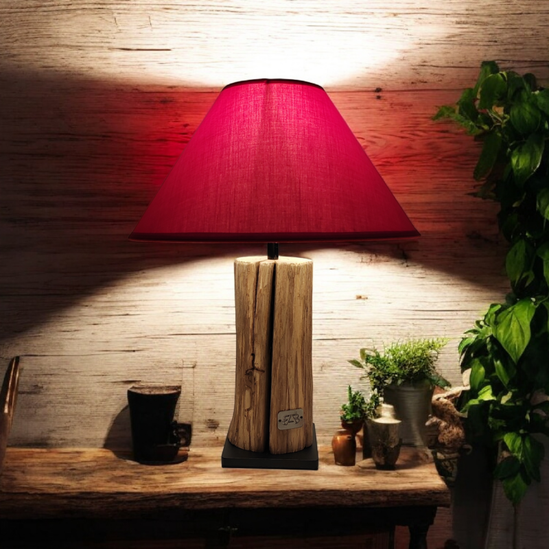 lampe de table bois métal