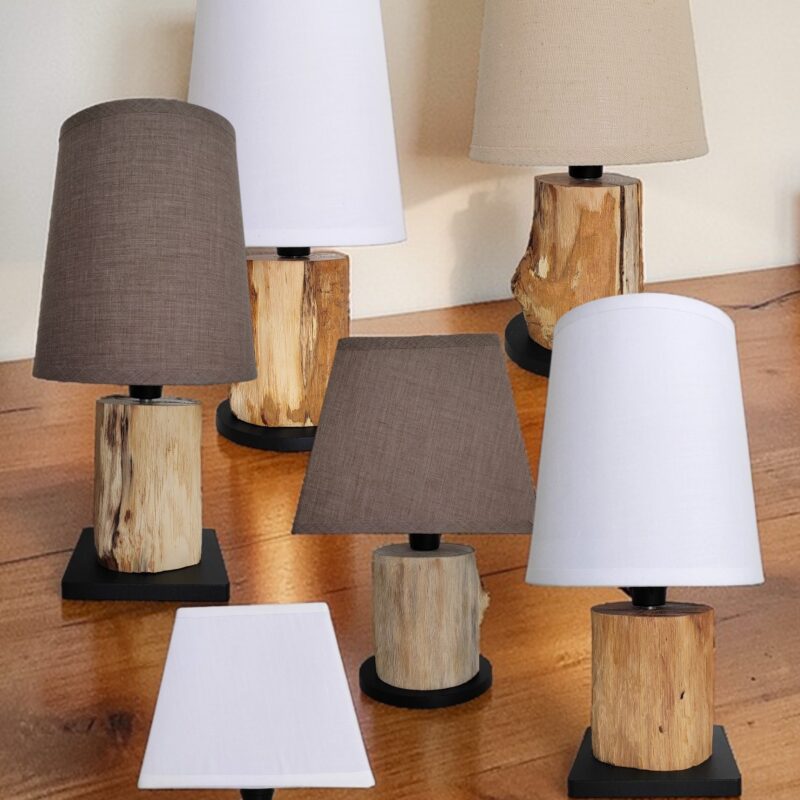 lampe de chevet en bois massif et métal